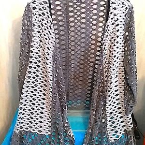Lily Large Light and Dark Grey Cardigan Top